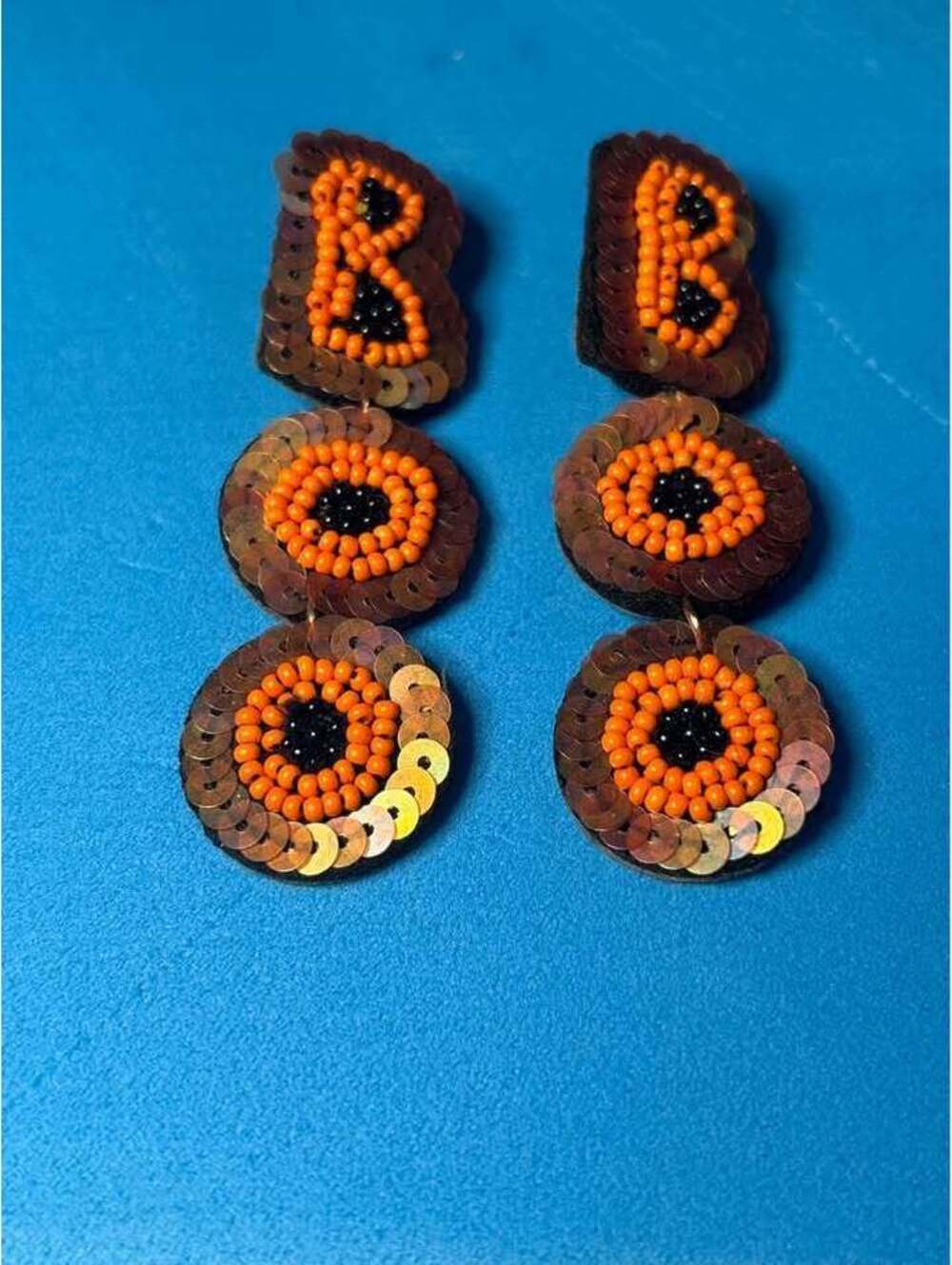 Halloween 'BOO' Beaded Sequin Drop Earrings